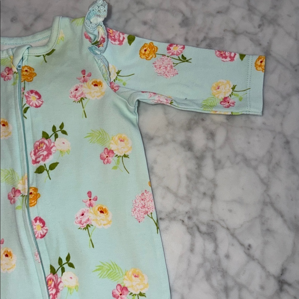 Little Me Floral Ruffle Footie 3M - Picture 3 of 7